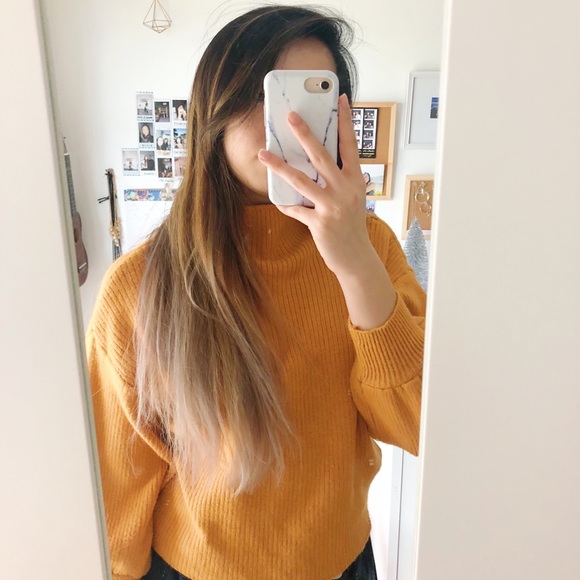 Mustard Yellow Mock Neck Sweater - Picture 3 of 7